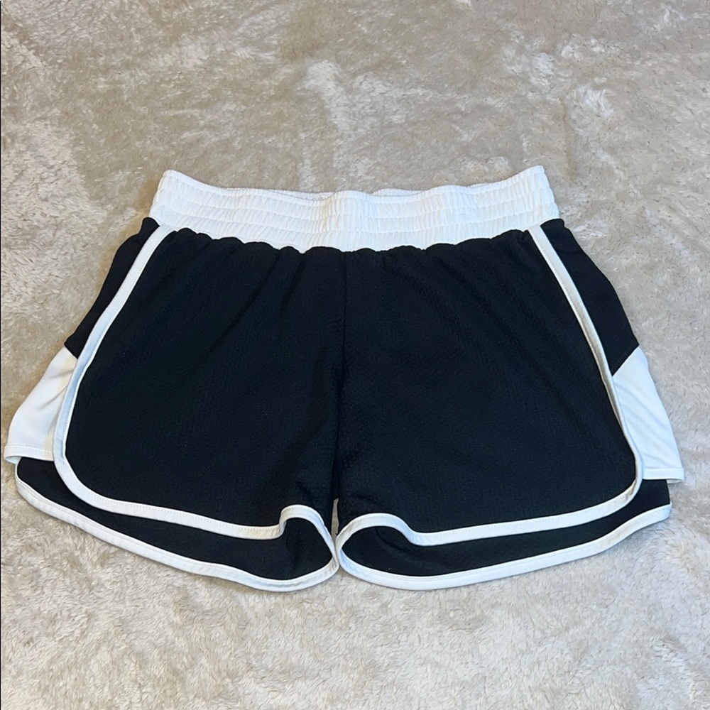 Champion Black and White Athletic Shorts‎ with Dolphin Hem